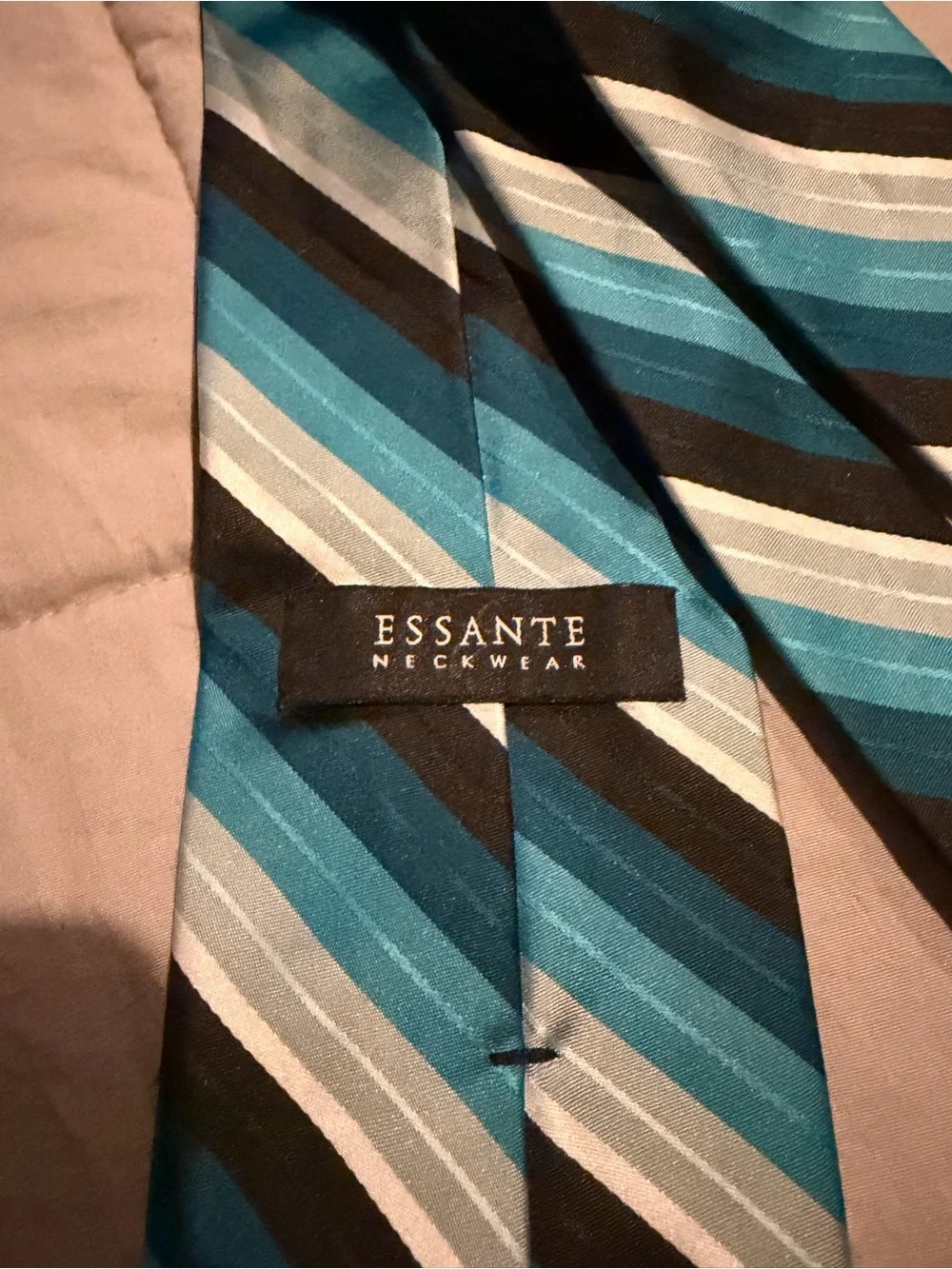 Men's Striped Teal and Black Dress Tie